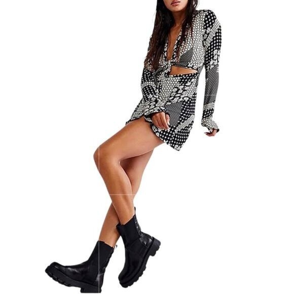 Free People Miki Dress in Black Combo Size Small NWOT - Picture 1 of 11